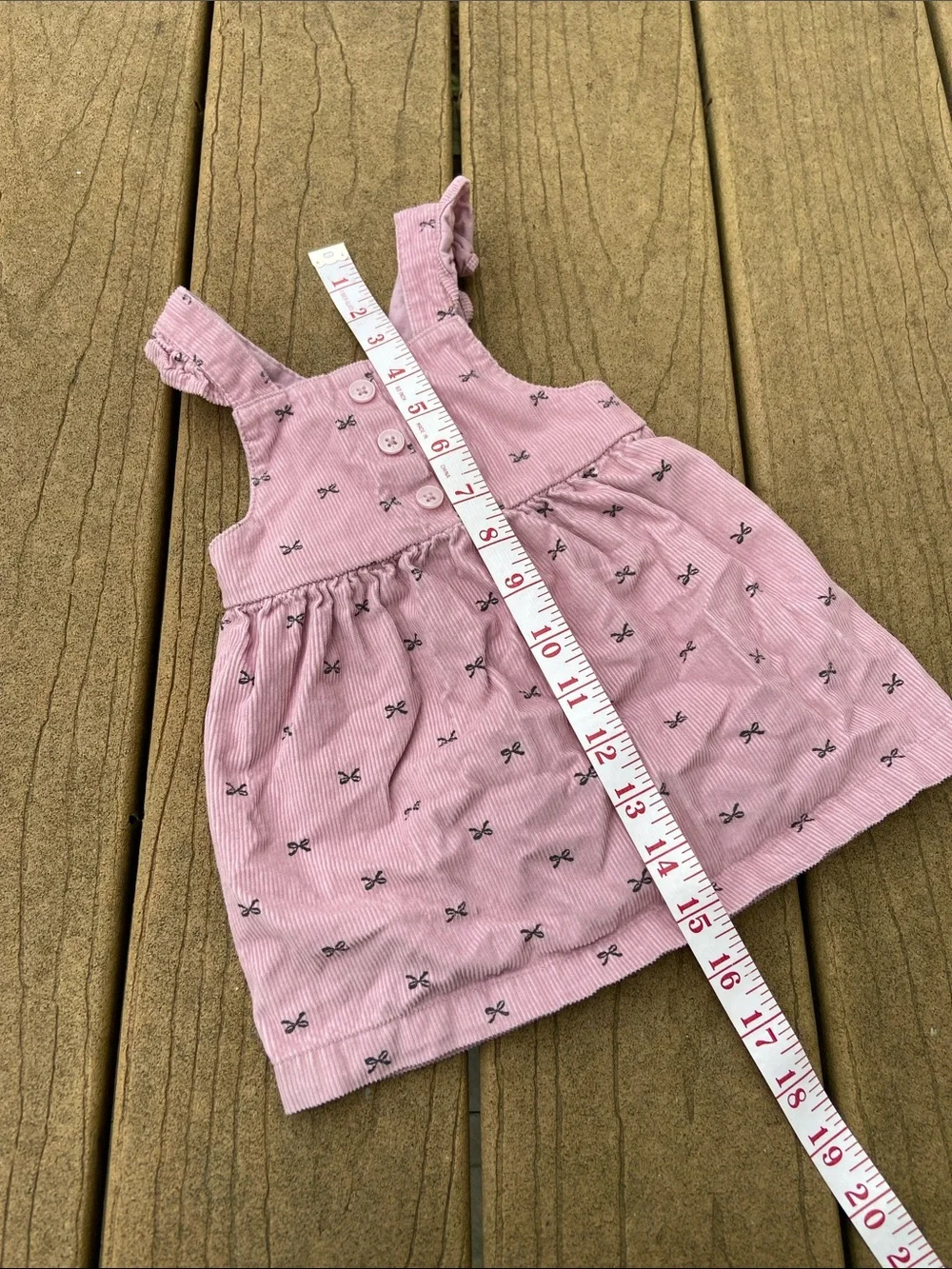 Carter’s Girls' Pink Corduroy Bow Print Jumper / Dress Size 12 months